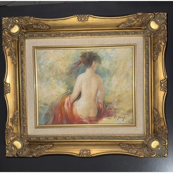 Other - Victorian Lady Oil Painting Impressionist Ornate Gold Frame By R. Young 15x13”